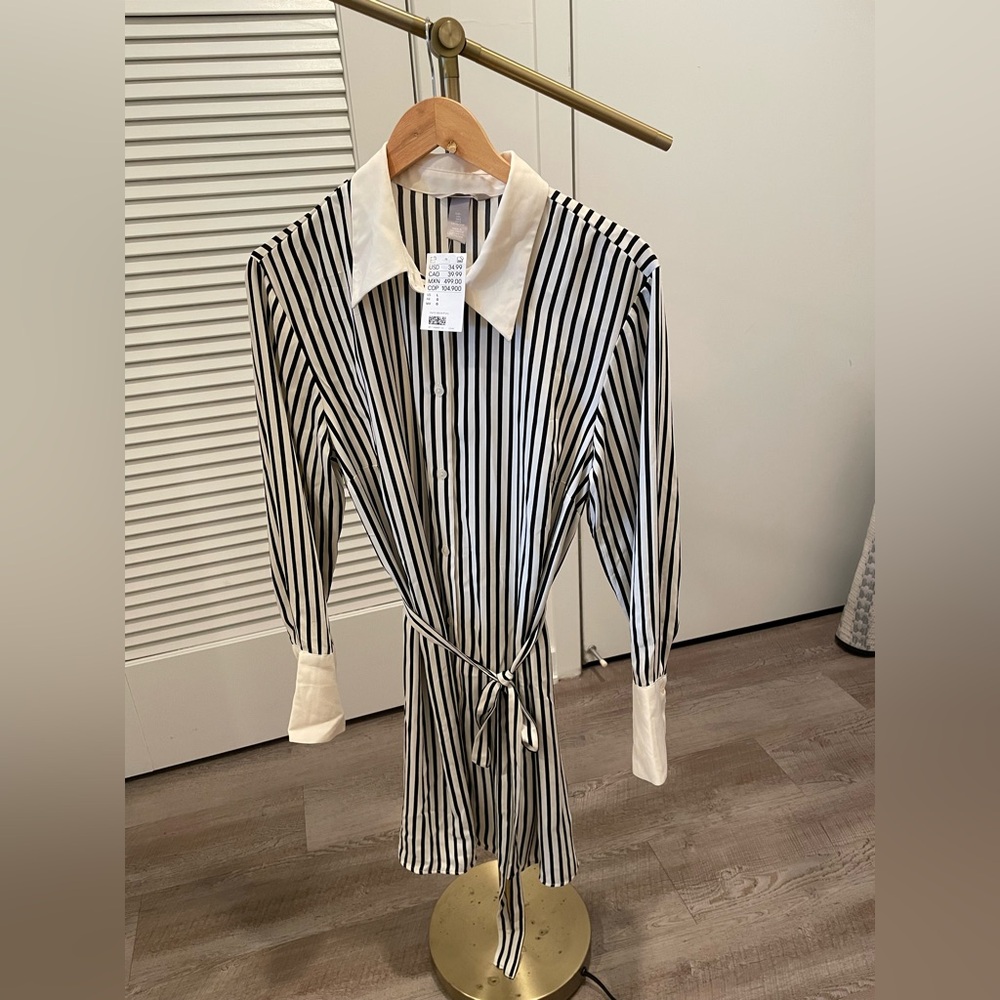 H&M Women’s Size L Dress Long Sleeve Black & White
